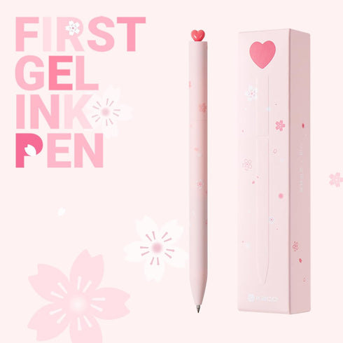 Kaco FIRST Gel Pens Cute Stationery, Pack of 2 Pieces Heart Pen Set with Extra 4 Black Refills (2 Pink)...