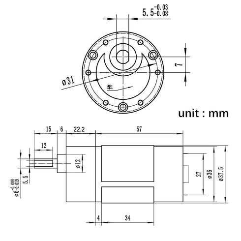 555 High Torque Micro Brush DC Motor Low Speed Gear Reduction Motor Eccentric Shaft Gearbox Diameter 37mm High Torque All Metal Gear Electric Micr...