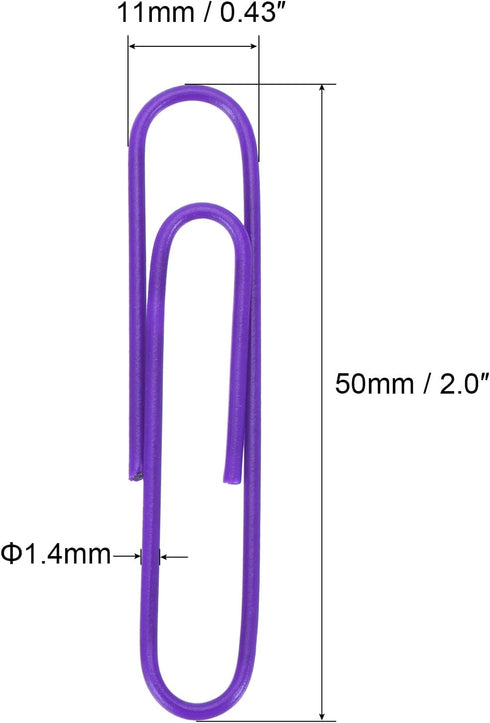 MECCANIXITY Paper Clips Medium Size 2 Inch Vinyl Coated to Prevent Tearing Pages with Box for Organize Office Home Purple Count 100...
