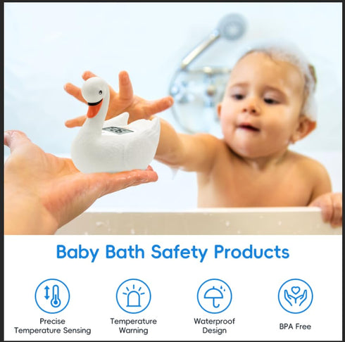 b&h Baby Bath Thermometer, White Swan Shaped Baby Safe Floating Bath Thermometer - Easy to Read Screen - Reliable Temperature Readings...