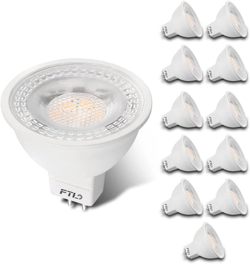 FTL 12-Pack MR16 LED Bulb 5000K Daylight White GU5.3 12V 50W Halogen Equivalent 5W Non-Dimmable Spotlight 40 Degree Outdoor Landscape Light Bulbs ...
