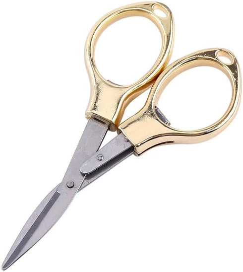Portable Scissor Keychain Small Mini Folding Scissors Stainless Steel Cutter with Keyring Hole Glassess Shaped Scissors for Travel/School/Office/C...