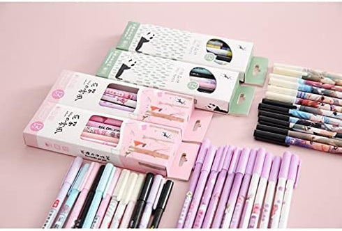 PEXIZUAN 12 kawaii erasable gel pens 0.5 mm blue ink pens cute school writing stationery gifts (12 pcs)(Pink)...