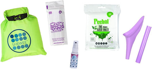 SHEWEE Flexi Travel Pack - Includes Reusable Pee Funnel, Peebol Pocket Sized Toilet, Hand Sanitiser and Dry Bag (Lilac)...