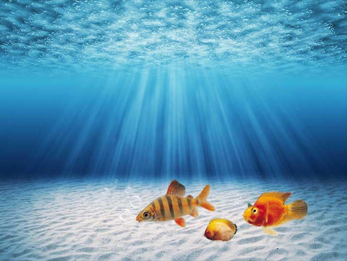 Undersea Aquarium Background, Blue Ocean Sea Sunshine Underwater Fish Tank Decorations Backdrop, Ecological Submarine Landscape Fish Tank Backgrou...