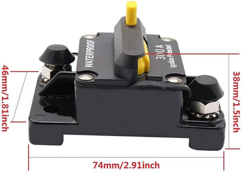 300Amp Circuit Breaker 30A-300A with Manual Reset Switch Waterproof Fuse Holder Inline Fuse Breaker for Trolling Motor Auto Car Marine Boat Bike S...