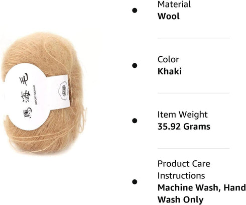 Mohair Knit Soft Angora Long Wool Yarn Hot with a Crochet Popular for DIY Weave(khaki)......