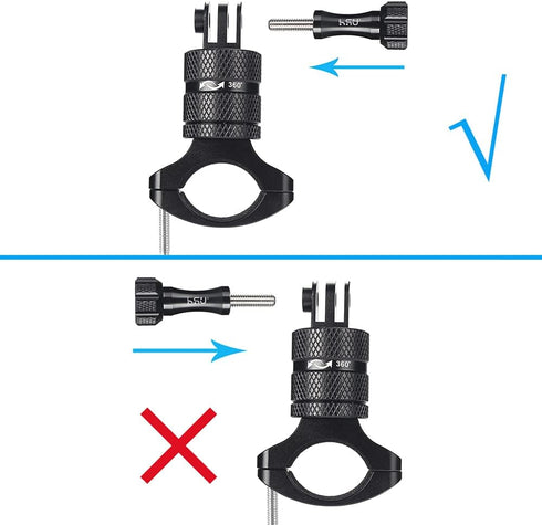 HSU Aluminum Bike Bicycle Handlebar Mount for GoPro Hero 12/11/10/9/8/7/6/5/4 Session AKASO Campark and Other Action Cameras, 360 Degrees Rotary M...