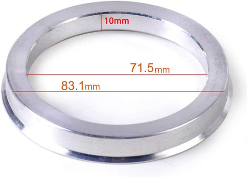 ZHTEAPR 4pcs Wheel Hub Centric Rings 71.5 to 83.1 OD=83.1mm ID=71.5mm Aluminium Alloy Wheel Hubrings 83.1 to 71.5...