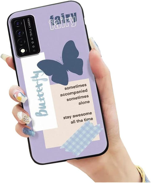 for T-Mobile Revvl V+ 5G / V Plus 5G Case with 2 Tempered Glass Screen Protectors, Butterfly Pattern Design, Slim Shockproof Protective Soft Silic...