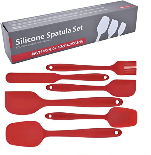 Silicone Spatula Set 6 Piece Kitchen Utensils for Cooking Baking and Mixing Heat Resistant Non Stick Rubber Spatula with 480 Degrees Fahrenheit He...