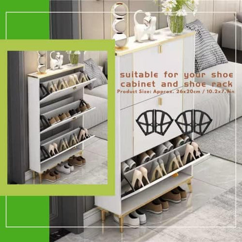 4Pcs/Set Shoes Drawer Hinge Home Furniture Cabinet Hinge Flip Plate Frame Turning Rack Accessory Household Shoe Organizer for Bedroom Living Room...