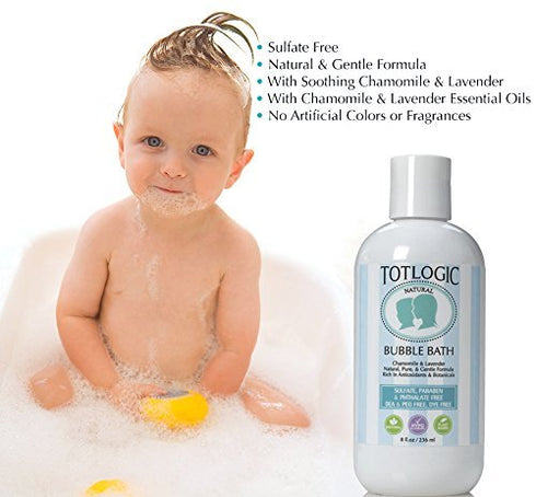 TotLogic Sulfate Free Bubble Bath - 8 oz, Original Scent, Gentle & Hypoallergenic, Rich in Antioxidants & Botanicals, No Parabens, No Phthalates, ...