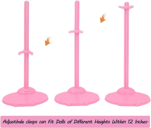 10 PCS Acrylic Doll Stands, Doll Display Stands with Adjustable Waist Clip, Transparent Doll Support Stand, Mini Doll Holder Stand for 11 to 13 In...