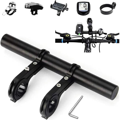 RIIPOO Aluminum Alloy Bike Handlebar Extender - 11.8" Dual Bracket for Mountain Cycling - Secure Mount for Headlights, Flashlights & Phone Holder...
