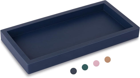Small Silicone Bathroom Vanity Tray Rectangle Soap and Sponge Holder Kitchen Sink Organizer for Scrubber, Lotion Bottles, Perfume, Jewelry, Candle...
