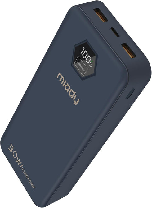 Miady Portable Charger, 20000mAh Travel Battery Pack with LED Display 30W PD Fast Charging Power Bank with 3 Outputs & USB C Input Compatible with...