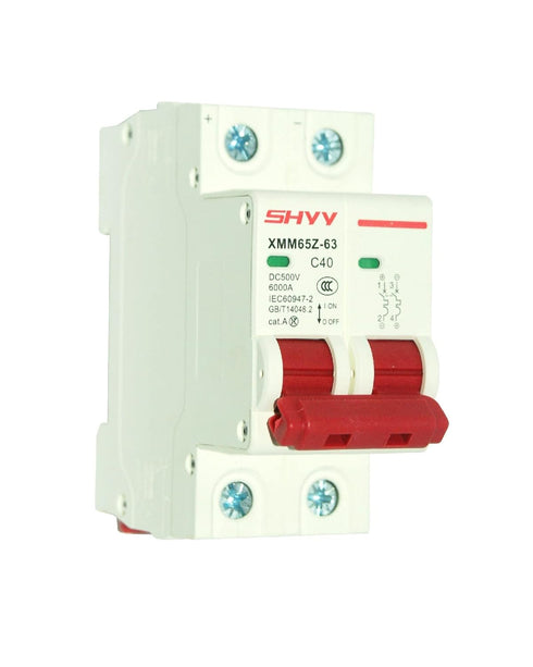 DC Miniature Circuit Breaker 40A 500V 2 Pole, DIN Rail Mount DC Circuit Breaker for Battery and Solar System...