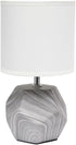 Simple Designs LT2065-MBL Round Prism Mini Table Lamp with White Fabric Shade, Gray Marble...