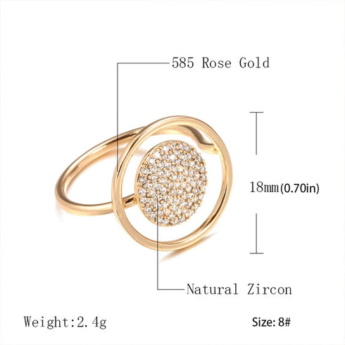 Unique Circle CZ Statement Ring for Women Girls Gold Plated Cubic Zirconia Promise Engagement Geometric Rings Comfort Fit Elegant Birthday Christm...
