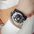 Cool Leather Punk Skull Quartz Men's Wrist Watch,Skull Flip Cover Women's Watch,Skull+Chains+Rivets Elements,Fashion for Valentine's Day Gift...