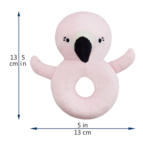 Baby Flamingo Soft Rattle Toy, Flamingo Plush Infant Shaker Rattle Easy-Grasp Stuffed Animal Toy, Birthday Gifts for Babies Toddlers Boys Girls, A...