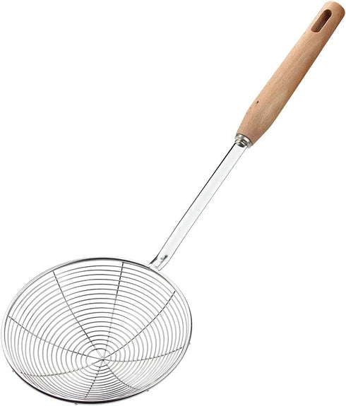 IQCWOOD Spider Strainer Skimmer with Wood Handle - 5.5 Inch Fryer Scoop for Cooking and Frying, Kitchen Utensils Pasta Strainer Spoon...