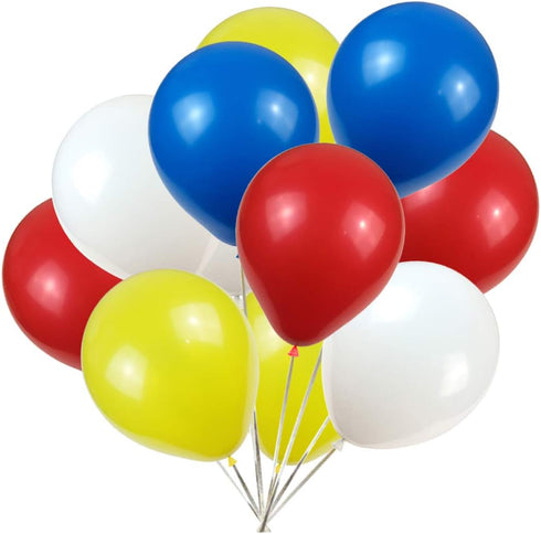 KADBANER White Yellow Red Blue Balloons,100 Pack,12 Inch Latex Balloons...