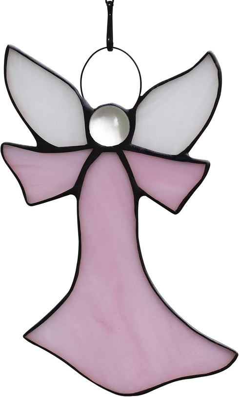 Pink Angel Stained Glass Window Hangings Tiffany Style Gift Gifts for Nurse,Memorial Remembrance Sympathy (6.3"×4.3")...