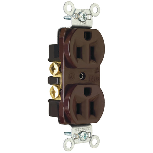 Legrand Pass & Seymour CRB5262CC12 15 Amp Construction Specification Grade Duplex Receptacle Outlet, Back and Side Wire, Brown (1 Count)...