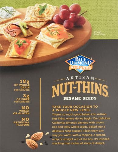 Blue Diamond Artisan Almond Nut Thins, Sesame Seed, 4.25 Oz...