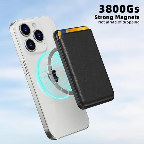 Magnetic Wallet for iPhone, Leather Magnetic Phone Wallet Mag Wallet RFID, Magnetic Wallet 3 Card Holder For iPhone 15/14/13/12 Series, Black......