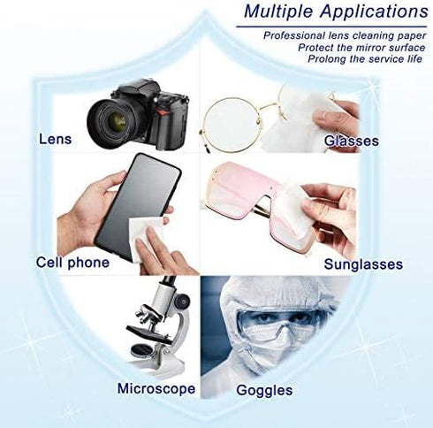 500 Pieces Lens Cleaning Paper Tissue and 2 Double Sided Cleaning Cloth-Lens Cleaning Paper for Camera Lenses, Microscopes, Computer Screens, Magn...