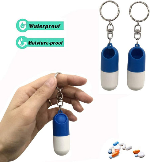 2 Pack Pill Case Keychain Portable Mini Pill Boxes Medicine Vitamin Holder case for Outdoor Travel Camping First Aid Pills Organizer...