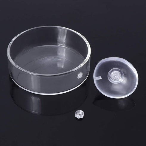 White Shrimp Feeder Dish Glass Feeding Tray Aquarium Fish for Tank Reptiles Round Food Bowl 2.4" x 0.7" with Suction Cup Fish Bowls Aquariums and ...