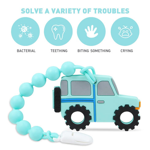 Baby Teething Toys,Food Grade Silicone Teether with One-Piece Pacifier Clip Holder,Shower Gift,Highly Effective Pain Relief for 3 Months+ Boy and ...