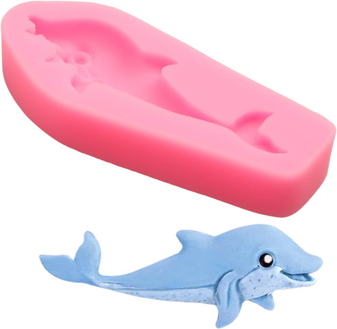Dolphin Silicone Fondant Molds 2 Pcs, Dolphin Chocolate Candy Mold for Cake Decoration Candy Sugar Cupcake Topper Cake Polymer Clay Crafts Epoxy R...