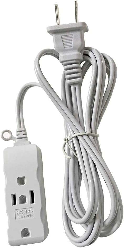 Multi Plug Extender Box,3 Outlet Surge 2 Prong Flat pin Socket Power Strip,3FT,6Ft,9Ft,15Ft Bulb,TV Long Extension Cord, with 3rd Grounding Pin,Wh...