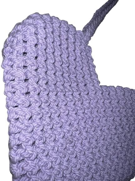 JESSICA Cotton Boho Macrame Handmade Heart Shaped Handbag Birthday Ladies Gift, lavender....