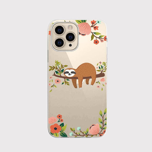 Blingy's for iPhone 13 Pro Case (6.1 inch), Cute Sloth Pattern Fun Cartoon Animal Style Transparent Soft TPU Protective Clear Case (Sleeping Sloth...