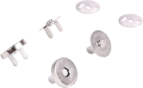 Mini Skater Magnetic Button Clasp Snaps - Closure Purses, Handbag Clothes Sewing Craft, 6-Pack (14mm, Silver)...