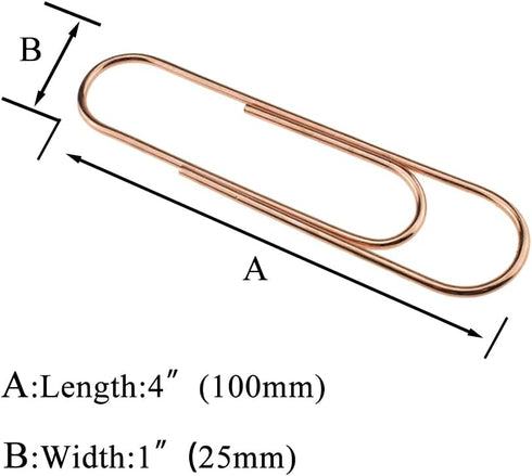 HAHIYO Paper Clips Sturdy 4 inches Length 14 Pack Paperclips Heavy Duty Tight Grip Rust Proof Reusable Metal Bright Rose Gold for Home Office Scho...