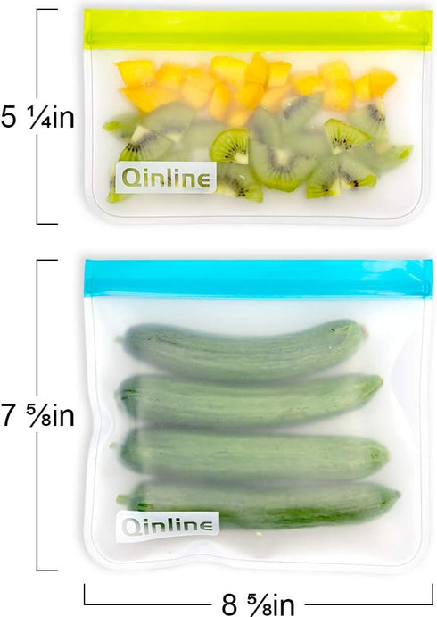 Reusable Food Storage Bags - 10 Pack Dishwasher Safe Freezer Bags, BPA Free Silicone, Leakproof for Marinate Salad Fruit Travel - 5 Sandwich 5 Sna...