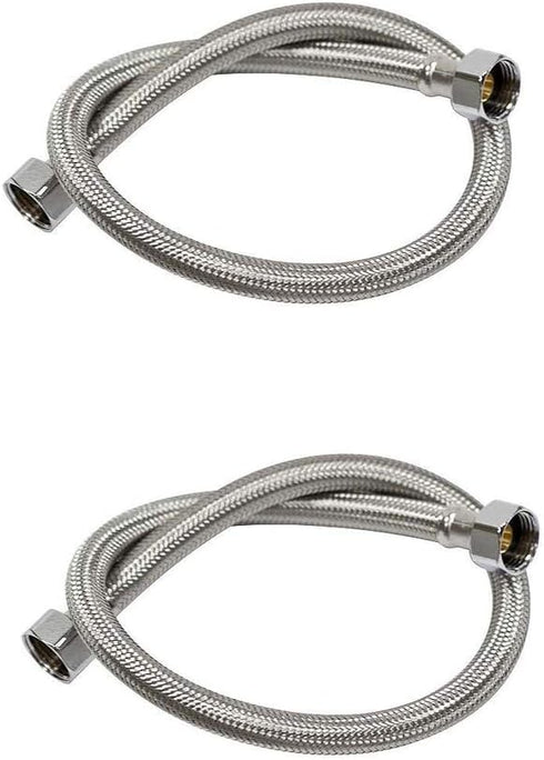 Braided Faucet Connector Supply Hose 1/2"-14NPSM Brass Nut X 3/8 Female Fitting Stainless Steel Lead-Free 20-Inch Long x 2 Pack...