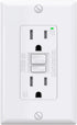 AIDA Self-Test 15 Amp Indoor Duplex Tamper-Resistant GFCI Receptacle Wall Outlet Charger with LED Indicator, Decor Wall Plate & Screws Included, U...