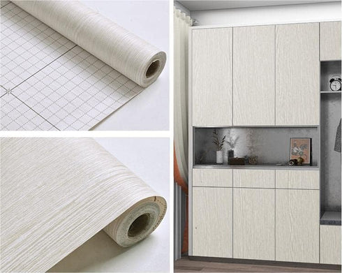 Wood Wallpaper White Contact Paper Peel and Stick Wallpaper Self Adhesive Removable Wallpaper, White Wood Grain Wall Paper for Cabinet Countertop ...