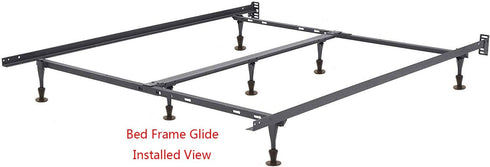 CAFORO Replacement Bed Frame Feet, 2-Piece Steel Stem Plastic Bed Frame Glide Legs to Replace Wheels (Set of 4)...