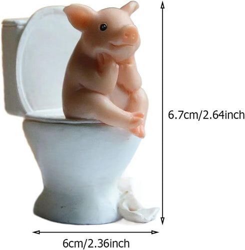 Pig Sit on Toilet Figurines Miniature Fairy Garden Decor Everyday Collection Desktop Decoration...