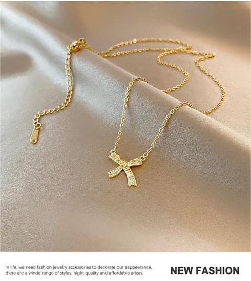 Super flash full drill bow-tie necklace, clavicle chain female niche design sense neck ornaments neck chain temperament accessories...