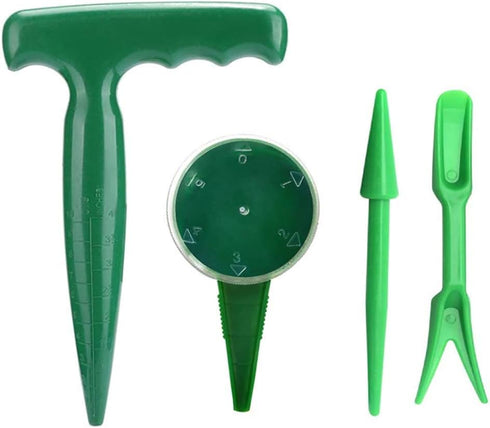 4 Pack Adjustable Hand Hold Sowing Seeds Dispenser, Seedlings Dibber and Widger Hole Puncher Garden Hand Tool Sets...